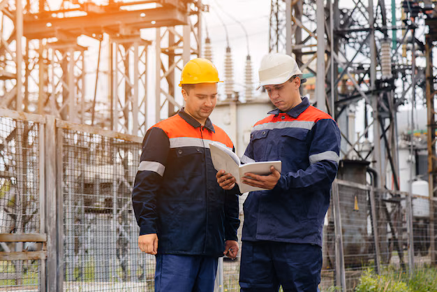 two-specialist-electrical-substation-engineers-inspect-modern-high-voltage-equipment-evening_180601-6229